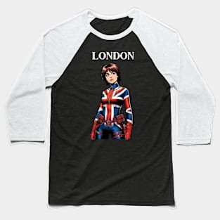 London England Female Comic Book Superhero Baseball T-Shirt